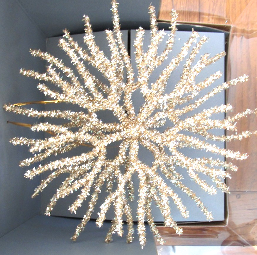 Pottery Barn ~ German Glass Glitter Coral Tree Topper ~ NIB ~ NLA + HTF!!