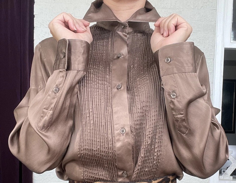 Blusa Just Cavalli Seda Marrón Desnudo Claro Talla M Foto 4 de 4