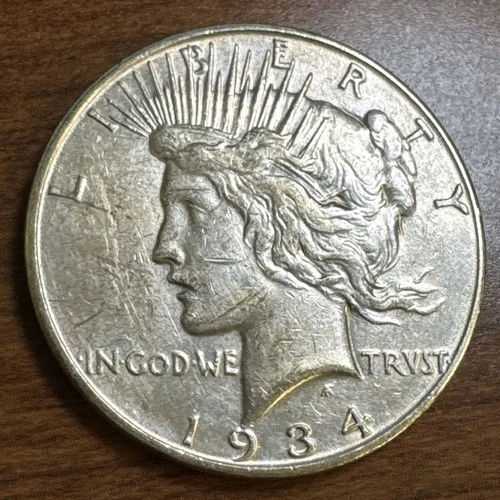 1934-D Peace Silver Dollar AU details - Cleaned