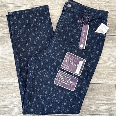 2017 Gloria Vanderbilt Amanda Denim Blue Jean Subtle Paisley Pattern Size 12P