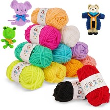 Laine à Tricoter, 12 Couleurs Crochet Coton Pelote Grosse Maille Fils