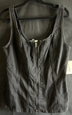 Universal Thread Black Denim Corset Tank Top Zip Front Size 8