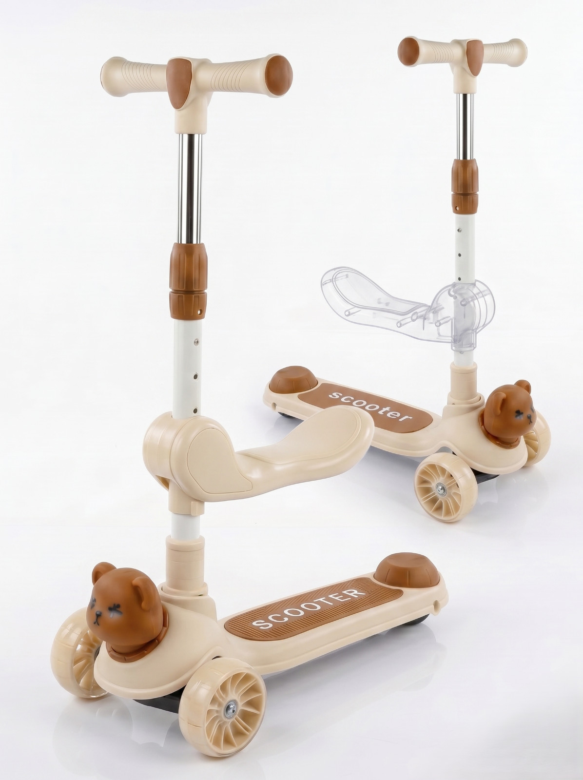 Kinder Roller BERRY mit Sitz und LED Dreirad Scooter Roller Mädchen Junge