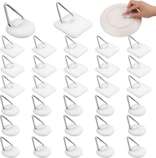 30Pcs Plate Hangers for the Wall, Invisible Adhesive Plate Hanger