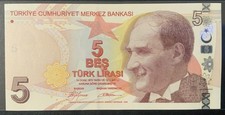 2009 TURKEY PAPER MONEY - 5 LIRAS UNCIRCULATED BANKNOTE!