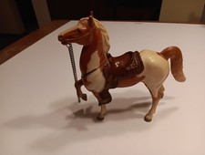 Vintage 1950s, Breyer Horse, Pinto Paint, Saddle, Chain, Ear Tip Missing