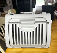 Hard-Sided Plastic Pet Carrier Crate w/ Top Handle, Ventilation, Gray