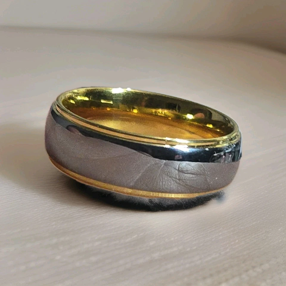 Mens 2 Tone Wedding Band — 第 2/4 张图片