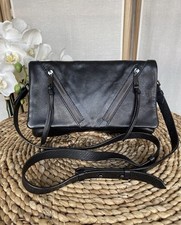 Oushka black leather shoulder cross body bag