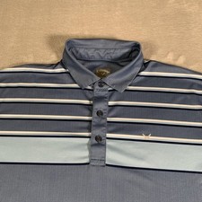 Callaway Polo Shirt Mens Large Blue Opti-Dri Golf Performance Stretch Stripe