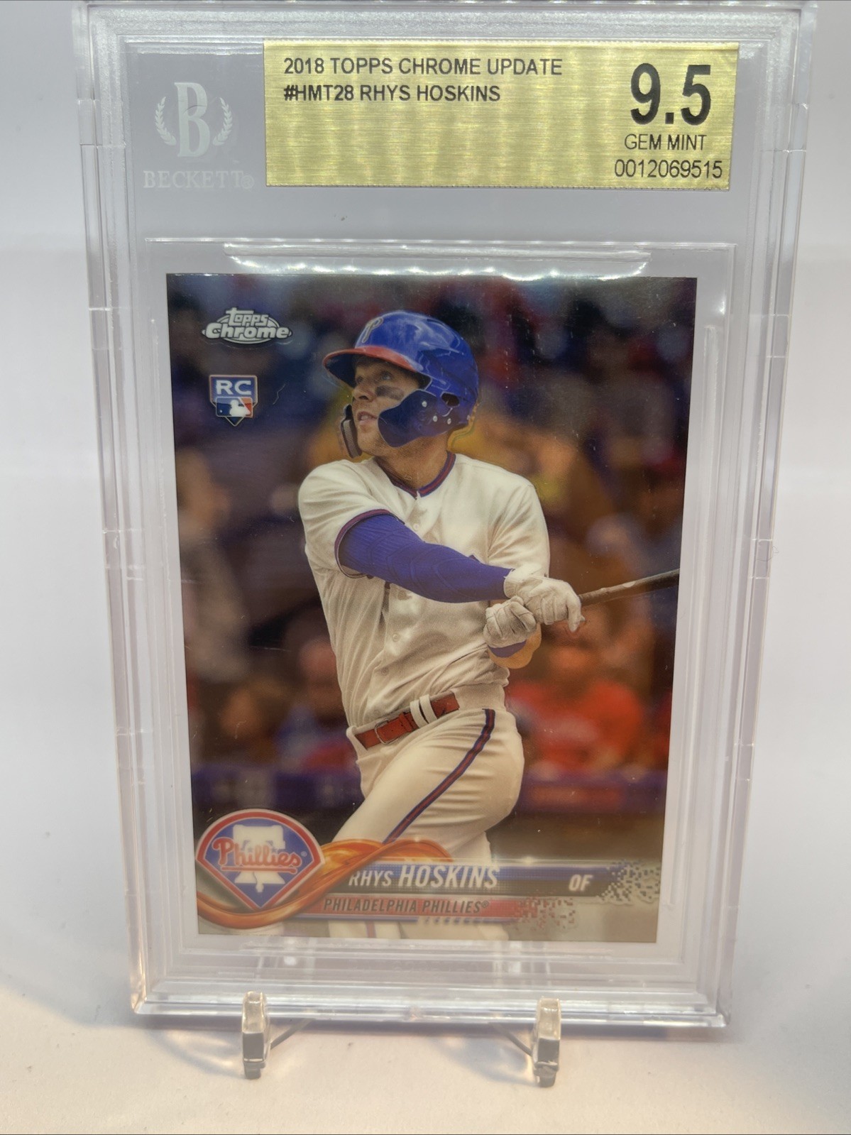 2018 Topps Chrome Update Rhys Hoskins #HMT28 Rookie PSA 10 Gem Mint RC Brewers