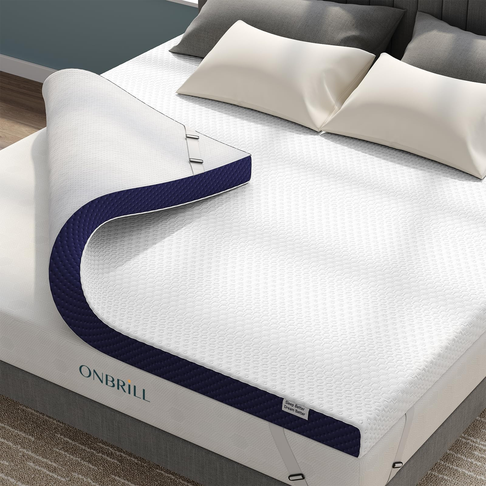 3 Inch King Size Gel Memory Foam Mattress Topper with Ice Silk Touch Cover, H...