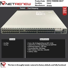 Arista DCS-7280SE-68-F   48x10GbE SFP+ 2x100GbE QSFP Switch ** READ CONDITION**