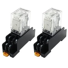 2 Pcs Coil 8 Pin 10A DPDT Electromagnetic Power Relay with LED DC 24V 8Pin-10A