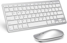 Wireless Keyboard and Mouse for iPad Silver White
