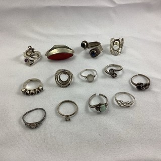 13x 925 Sterling Silver Mixed Lot Damaged Scrap Rings 43g For Repair CV#661