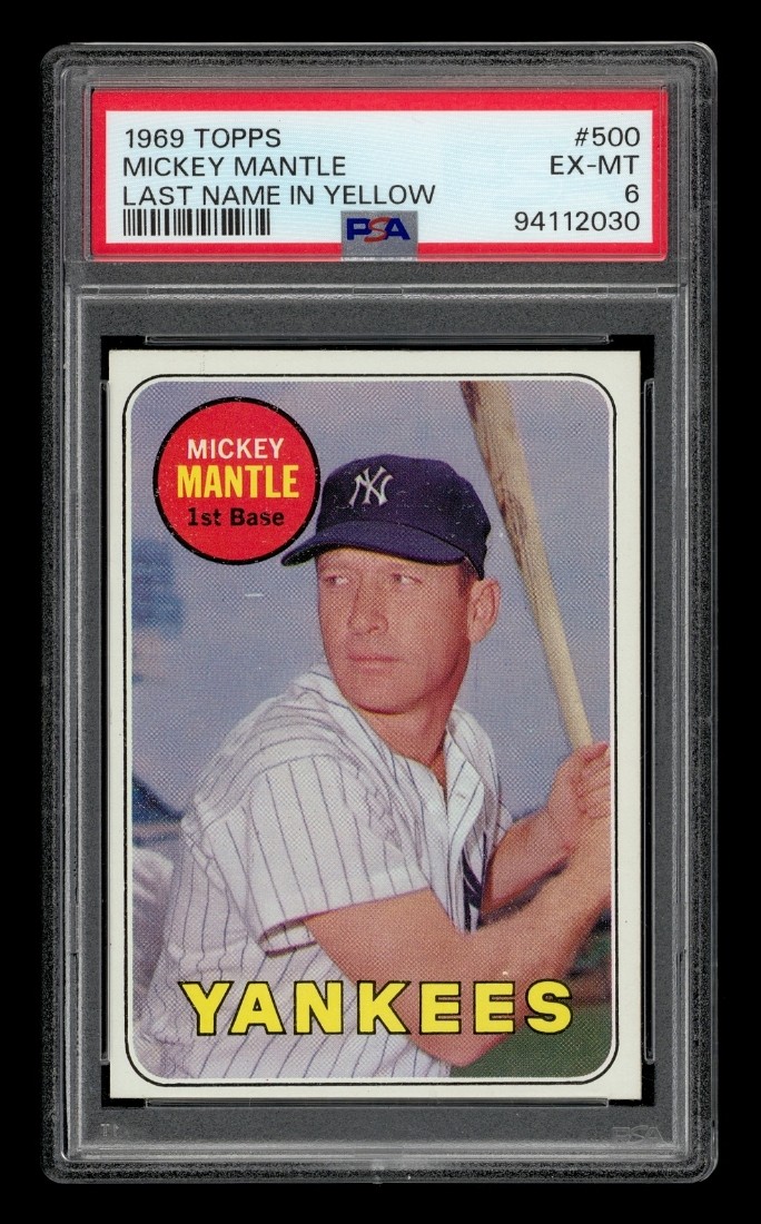 1969 Topps Set-Break #500 Mickey Mantle Last Name In Yellow PSA 6 EX-MT