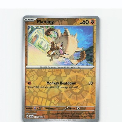 Mankey 107/198 Common Scarlet & Violet Pokemon Reverse Holo Near Mint