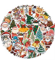 50 PACK CHRISTMAS 2 Stickers Santa Tree Snowman Reindeer Gifts Bells Mixed Lot