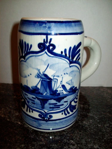 VINTAGE DELFT HOLLAND WINDMILL SMALL STEIN, MUG MINT