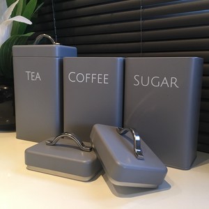 grey tea coffee sugar canisters