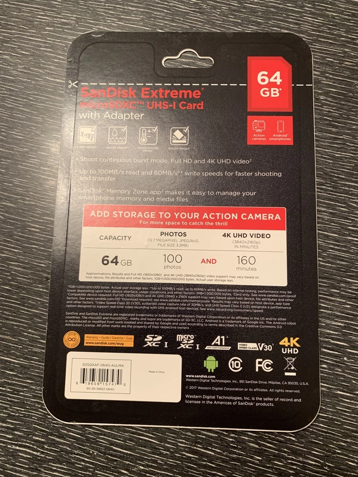 SanDisk Extreme microSDXC UHS-I Card 64GB with Adapter - Image 2 of 2