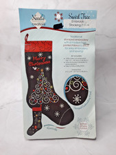 Needle Creations Stamped Embroidery Stocking Panel Swirl Tree Reversible 19inch