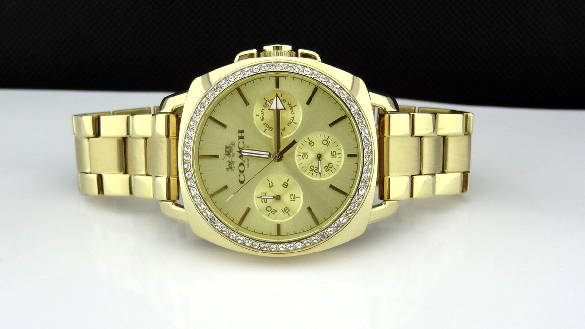 Coach 14503130 Boyfriend Chronograph Gold Tone Crystal