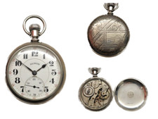 Orologio da tasca Illinois Watch Co anni 16 Adj. Astuccio 17J Fahys "Moneta Argento" Funzionante