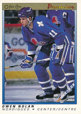 1990-91 O-Pee-Chee Premier #86 OWEN NOLAN - RC Rookie Card - Quebec Nordiques