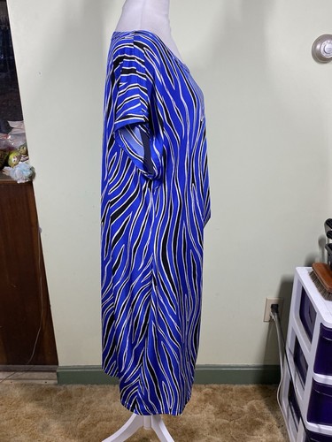 Dana Buchman Womans Sz 2X Blue & Black Zebra Print Knot Front Midi Dress Career - Picture 9 of 12