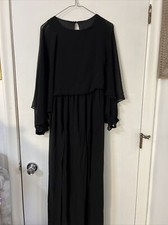 Asos Black Long Sleeve Shorts Dress Romper One Piece Playsuit Sz 6 Maxi Sheer