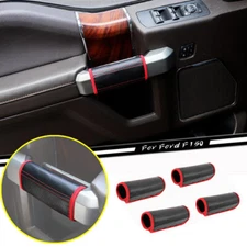 4P Inner Door Handle Protective Leather Case For Ford F150 15-20 Accessories Red