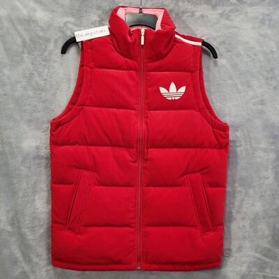 Adidas Adicolor Velvet Puffer Vest Womens Medium Scarlet MSRP $180