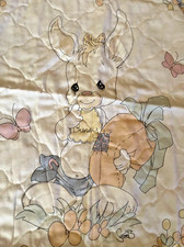 Vintage 1987 Precious Moments Samuel Butcher Sam B bunny Baby quilt 46" x 35"