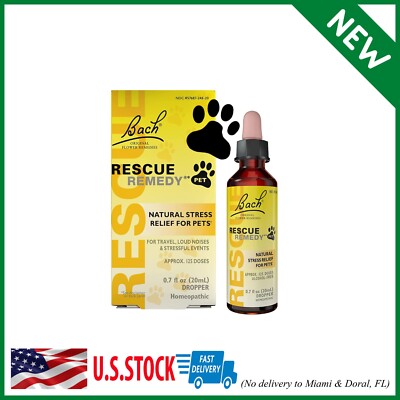 Bach Rescue Remedy Pet 20mL - Natural Stress Relief for Dogs, Cats, & Pets - Hom