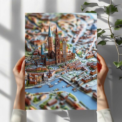 Frankfurt City Map Premium Poster Schöne Wanddeko Dekoration in 40X30 cm