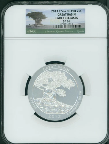 2013-P GREAT BASIN AMERICA BEAUTIFUL ATB 5 OZ. SILVER NGC SP69 EARLY RELEASES ER