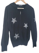AMOR & PSYCHE Damen Sternen Strickjacke Kapuze Pullover gr. S Schwarz Kaschmir