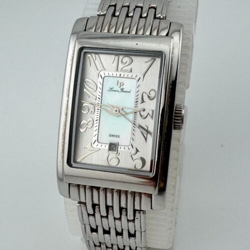 Lucien Piccard Swiss Quartz Watch Women Silver Steel Rectangle New Battery 6.5" - Picture 2 of 6