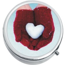 Snow Heart Love Medicine Vitamin Compact Pill Box
