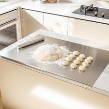 304 Stainless Steel Cutting Board Kitchen Counter Lip Non Slip Metal Chopping