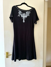 Rock Rebel Black T-Shirt Dress 2XL Embroidered Short Sleeve
