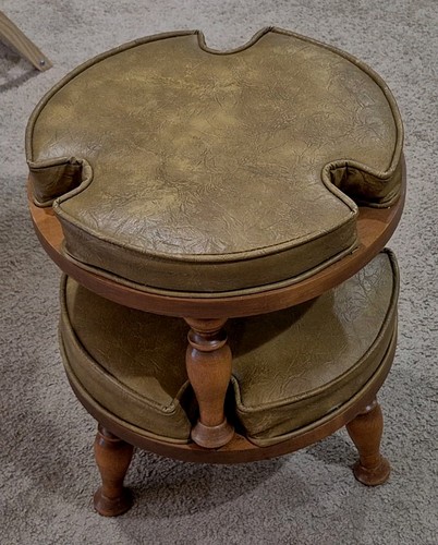 2 Vintage Olive Green Baumritter Ethan Allen Stacking Ottoman Footstool Clover.