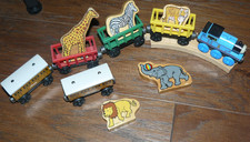 Thomas  Friends CIRCUS TRAIN CARS ANIMALS Wooden Lot Annie Clarabel lion 11x