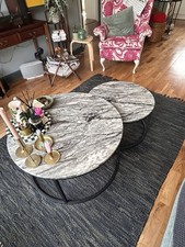 Black & White Italian Marble Circular Stacked Coffee Table