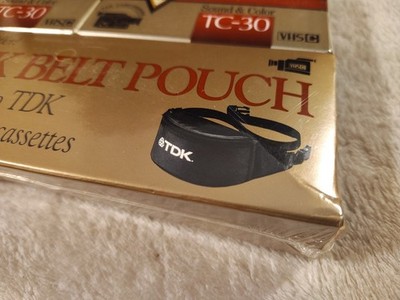 2 Pk TDK EHG TC-30 VHS C CASSETES W/ZIPPER BELT POUCH FANNY PACK BAG SEALED-NOS