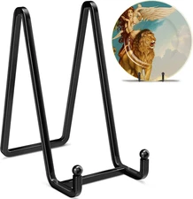 6 Inch Metal Square Picture Frame Easel Stands for Plates, Photos, Decor (Black,