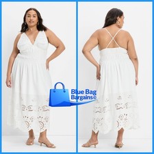 XXL - Womens Eyelet Maxi A-Line Dress - Future Collective - Ivory