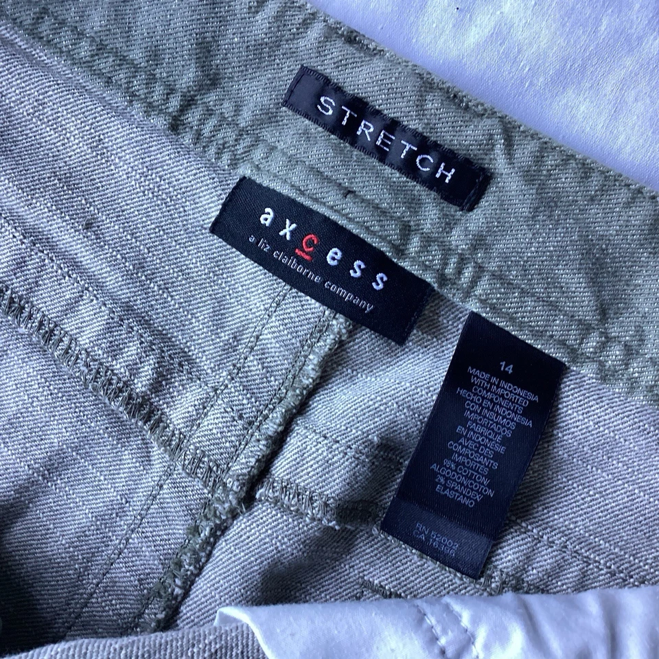 Jean largo corto capri Axcess Liz Claiborne gris mujer talla 14 elástico grunge Foto 4 de 4